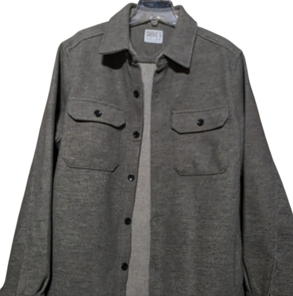 Mens Charcoal Button-Up Shirt Jacket